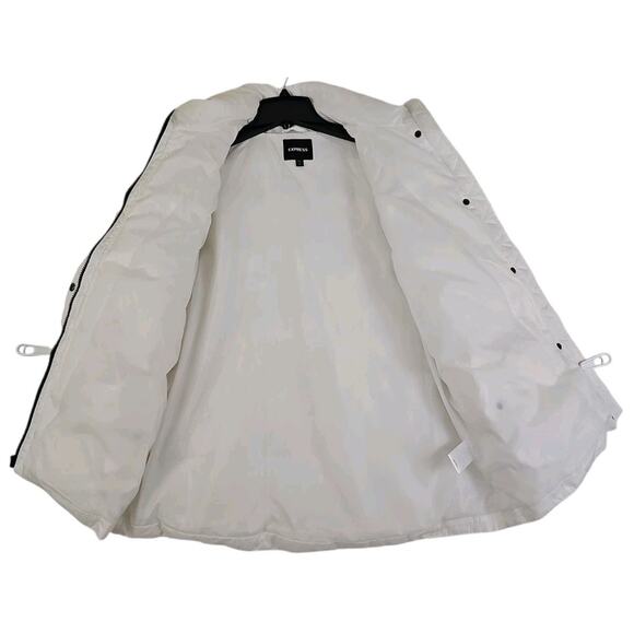 EXPRESS ~Men's Size M~ White Snow Puffer Watetproof & Warm Coat Zip-Up Jacket. - Picture 14 of 16